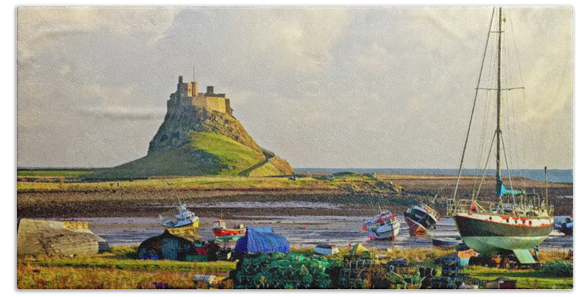 Lindisfarne Beach Towel featuring the photograph Holy Island and Lindisfarne Castle by Martyn Arnold