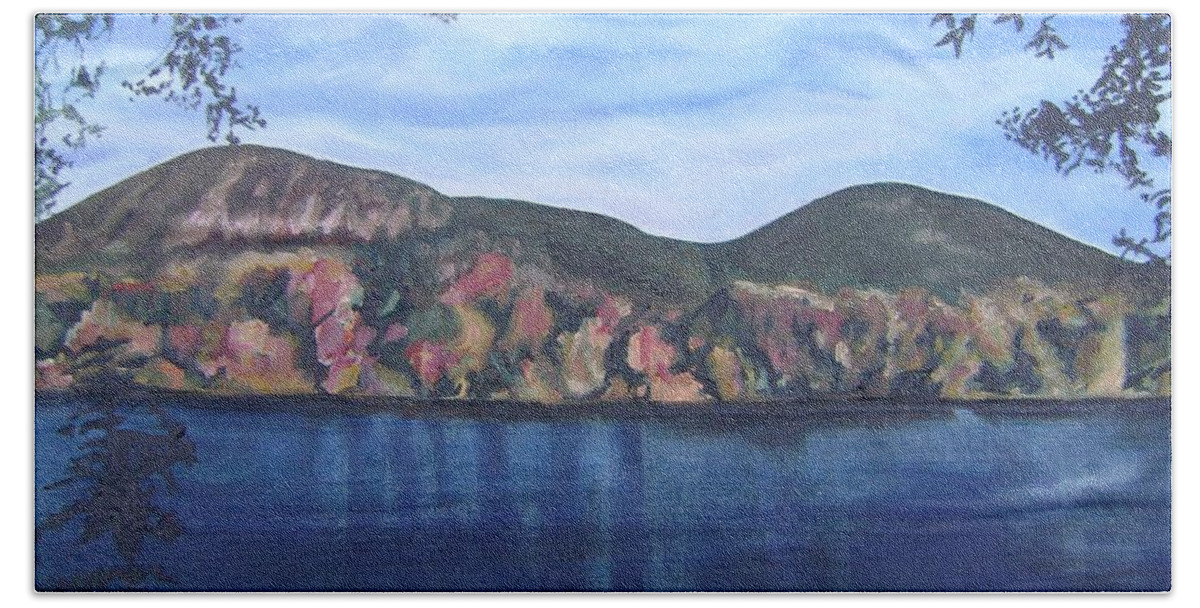 Mont St-hilaire Beach Towel featuring the painting Home-Mont St-Hilaire by Therese Legere