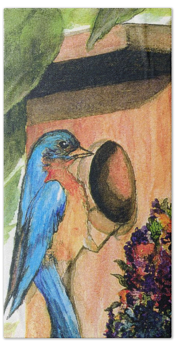 Bluebirds Beach Towel featuring the painting Home Sweet Home by Gail Kirtz