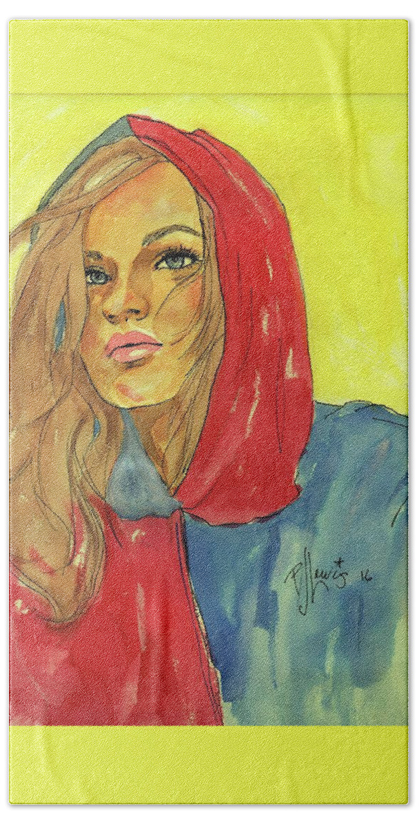 Beautiful Female Beach Sheet featuring the painting Hoody by PJ Lewis