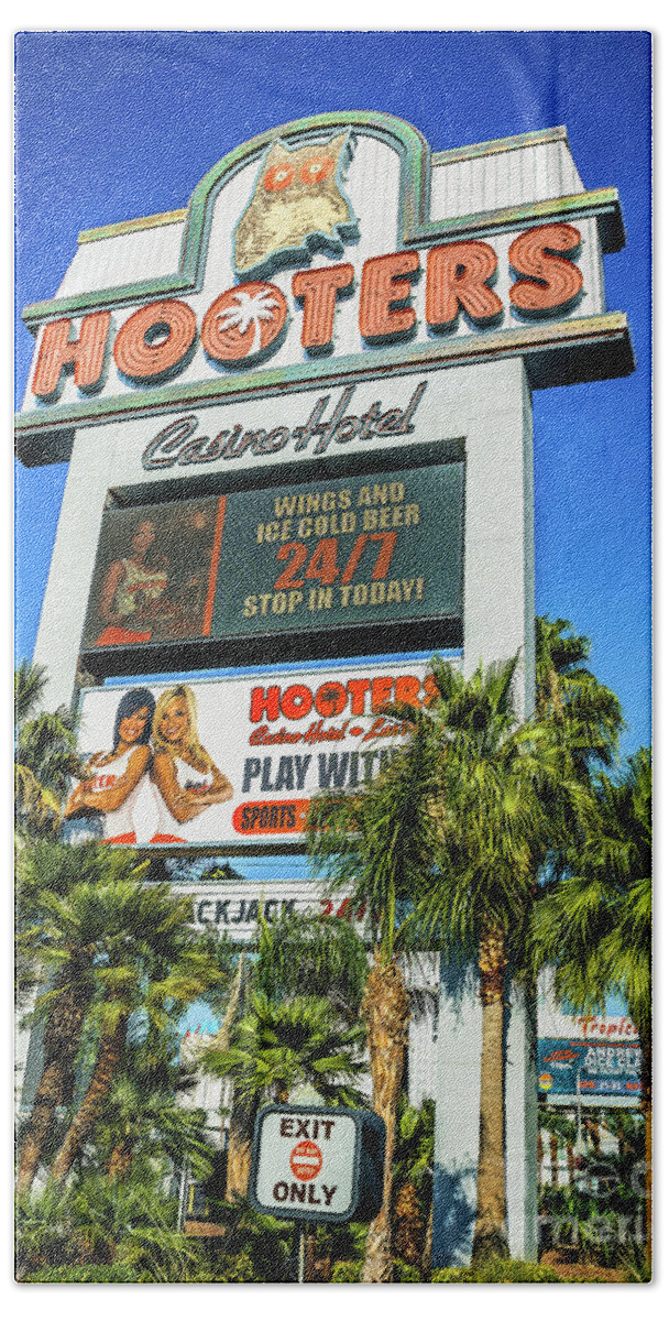 Hooters Beach Sheet featuring the photograph Hooters Casino Sign by Aloha Art