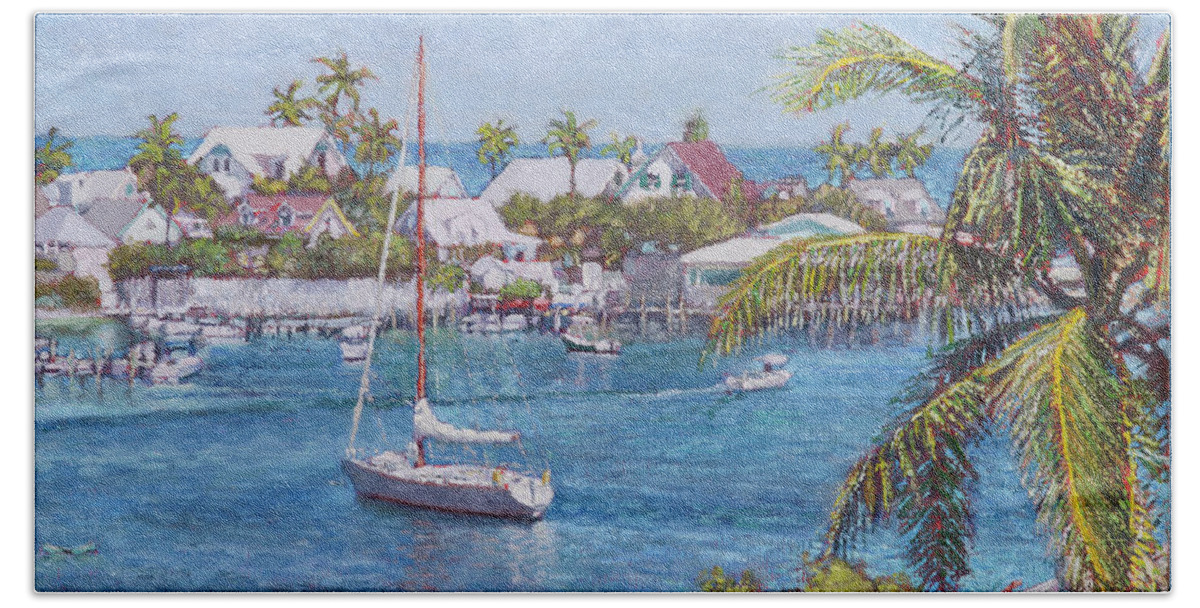 Hope Town Haven Painting Beach Sheet featuring the painting Hope Town Haven by Ritchie Eyma