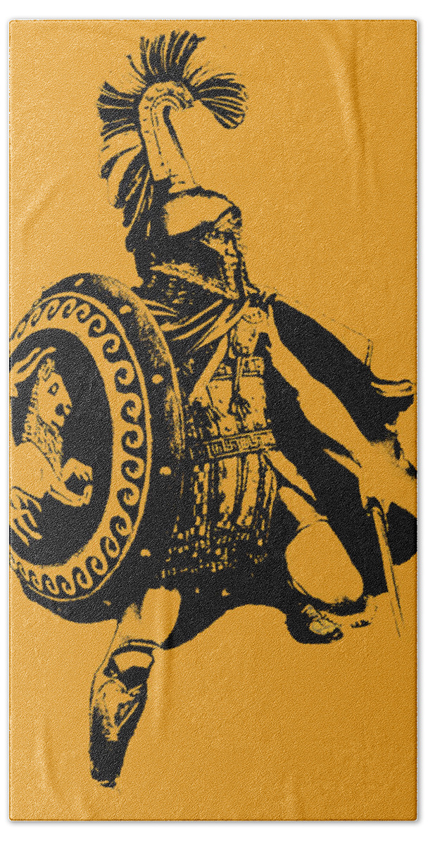 Spartan Warrior Beach Towel featuring the painting Hoplite warrior by AM FineArtPrints