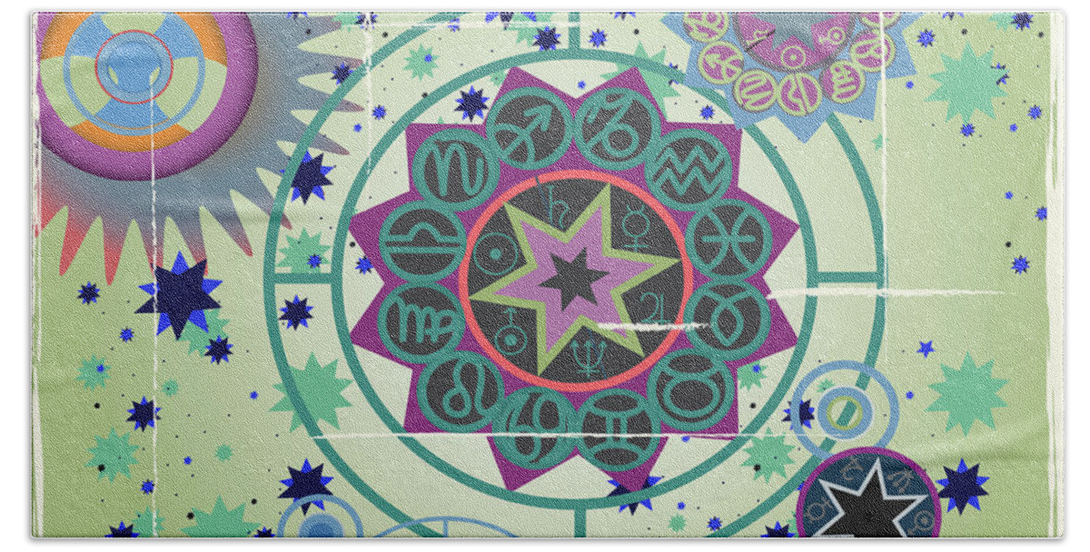 Stars Beach Towel featuring the drawing Horoscope University by Ariadna De Raadt