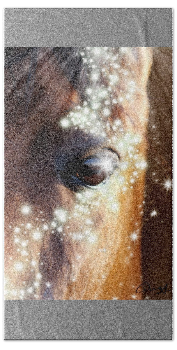 Portrait; Face; Eye; Head; Nature; Abstract; Mouth; Winter; Wet; Young; Animal; Sunlight; Vertical; Color Image; Blur; Large; Shiny; Animal Wildlife; Animals In The Wild; Season; Animal Themes Beach Towel featuring the digital art Horse by Cepiatone Fine Art Callie E Austin