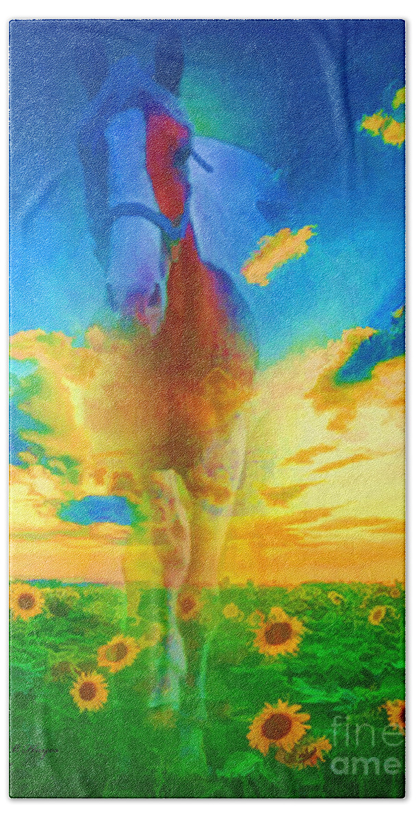 Horse Beach Towel featuring the digital art Horse Spirit - Abstract Painting by DB Hayes