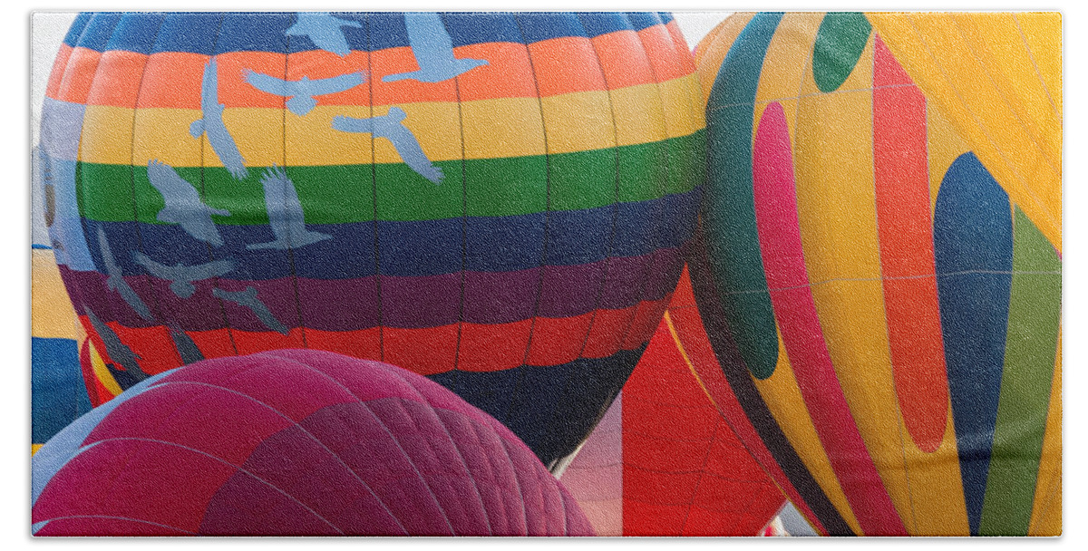Hot Air Balloons Colorful Beach Towel featuring the photograph Hot air balloons 3 by Charles McCleanon