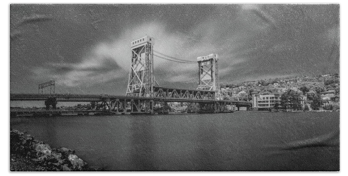 Houghton Beach Towel featuring the photograph Houghton Portage Bridge by James Howe