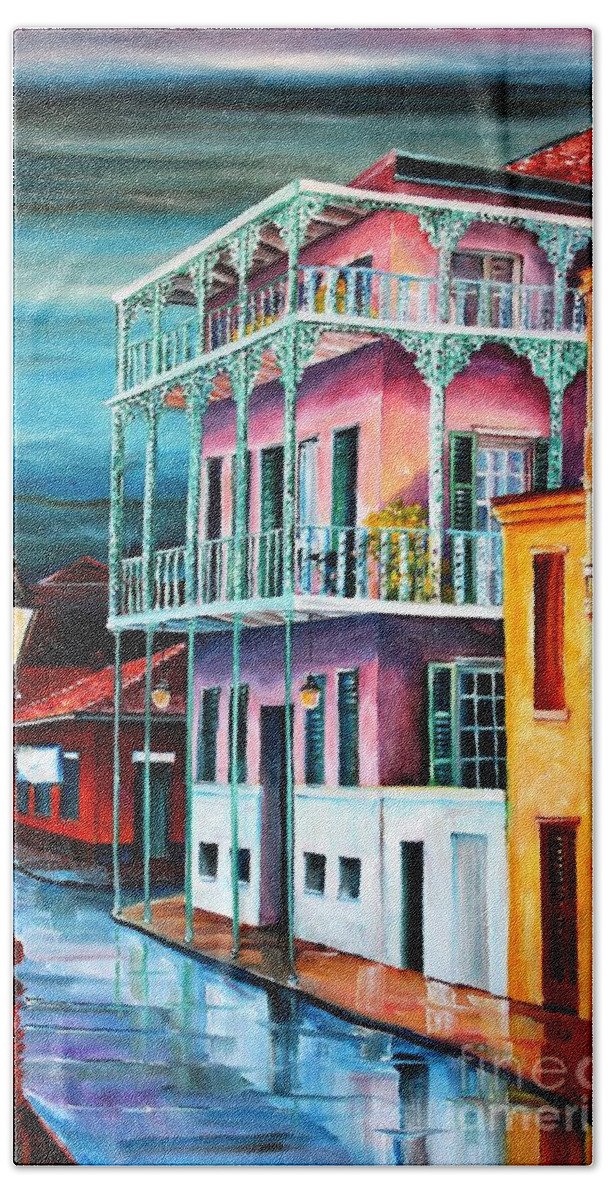 New Orleans Beach Towel featuring the painting House on Dauphine Street by Diane Millsap