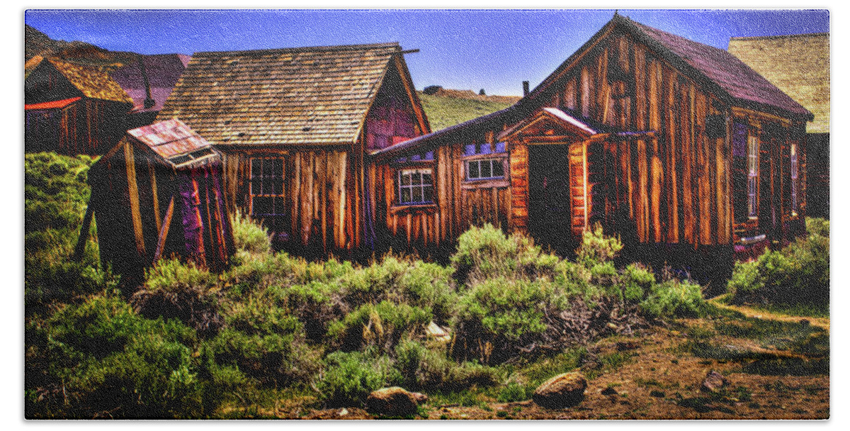 California Beach Towel featuring the photograph House, Shed and Outhouse Bodie Ghost Town by Roger Passman