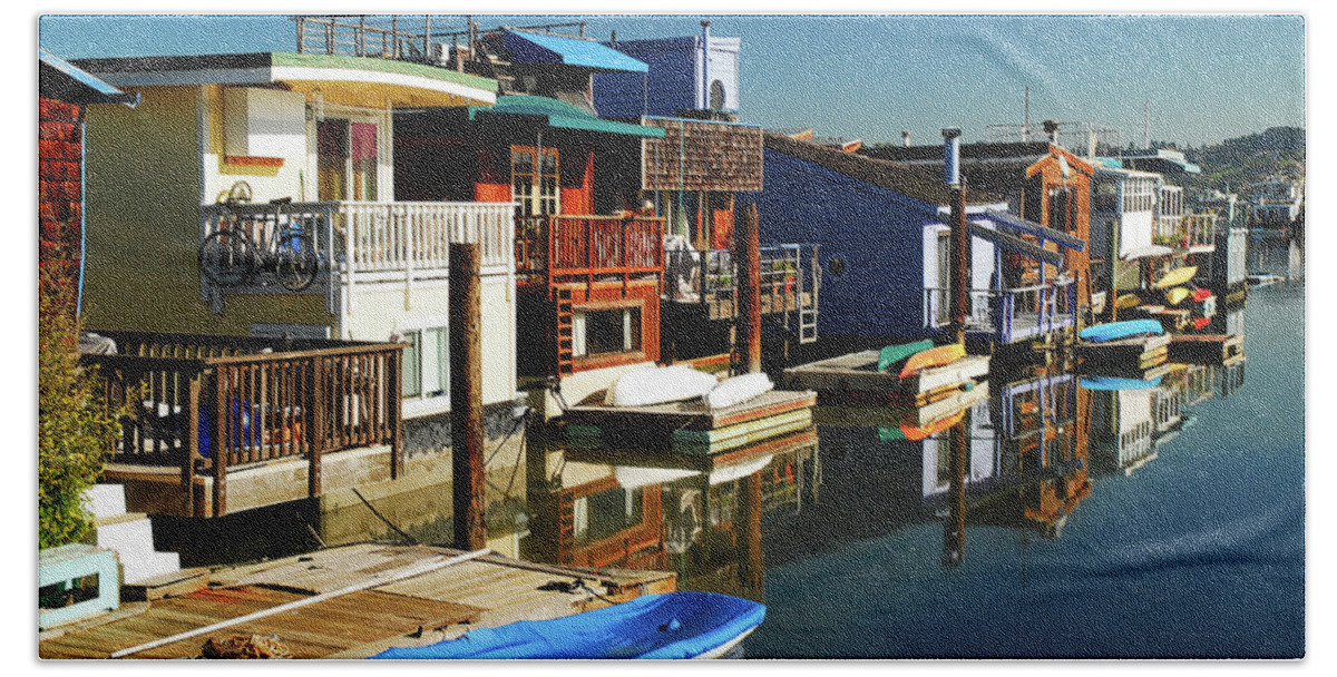 Sausalito Beach Towel featuring the photograph Houseboats by James Kirkikis