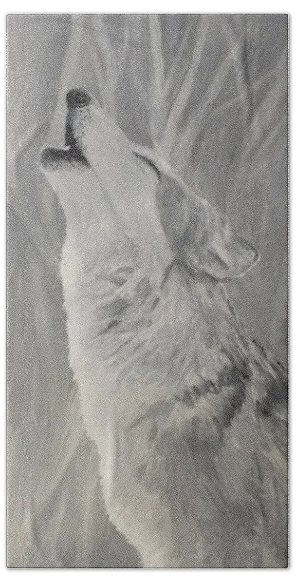 Wolf Beach Towel featuring the painting Howling Wolf by Kevin Daly