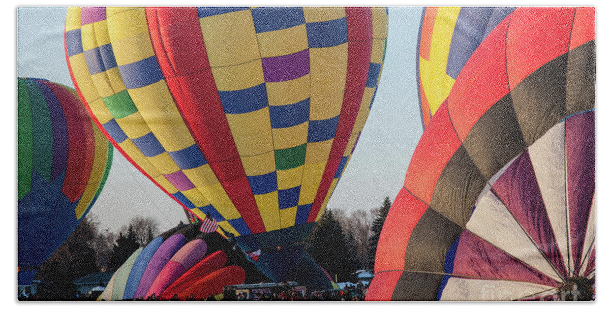 Hudson Beach Sheet featuring the photograph Hudson Hot Air Balloon Festival 2018 Look At The Colors by Wayne Moran