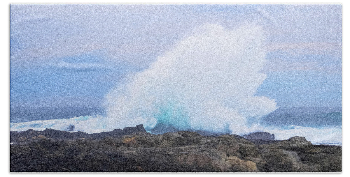 15 July 2013 Beach Sheet featuring the photograph Huge Storms River Splash by Jeff at JSJ Photography
