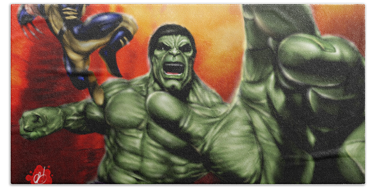 Hulk Beach Sheet featuring the painting Hulk by Pete Tapang