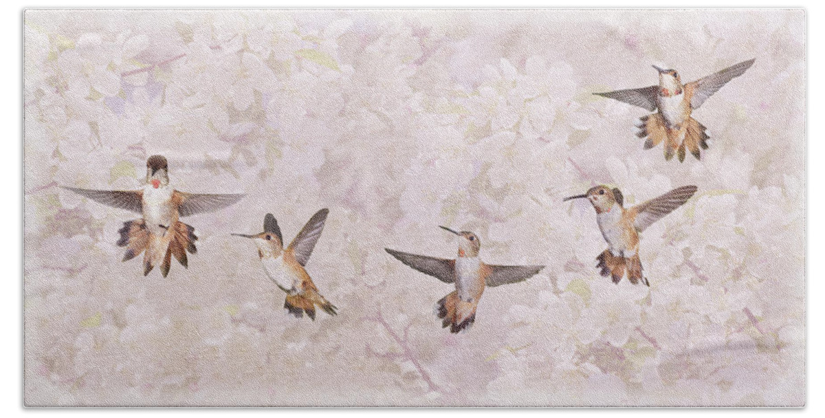 Hummingbirds Beach Towel featuring the photograph Hummingbird Flying Sequence II by Leda Robertson