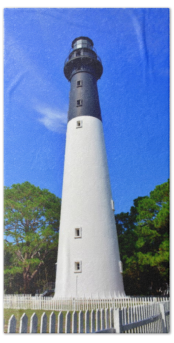 Hunting Island Lighthouse Beaufort Sc Beach Sheet featuring the photograph Hunting Island Lighthouse Beaufort SC by Lisa Wooten