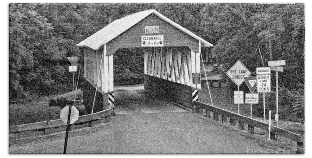 St Mary Covered Bridge Beach Towel featuring the photograph Huntingdon County St Mary Covered Bridge by Adam Jewell