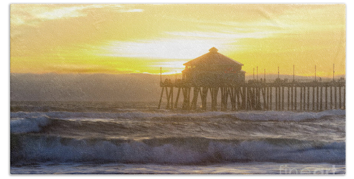 Sunset Beach Sheet featuring the photograph Huntington Peir 2 by Brandon Bonafede