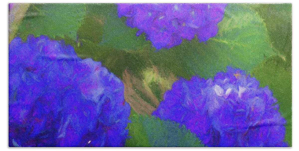Purple Beach Towel featuring the photograph Hydrangeas in Purple by Kathy Clark