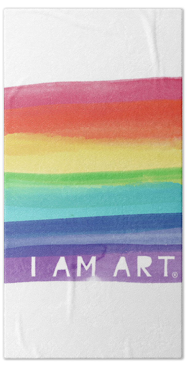 Rainbow Beach Towel featuring the painting I AM ART Rainbow Stripe- Art by Linda Woods by Linda Woods