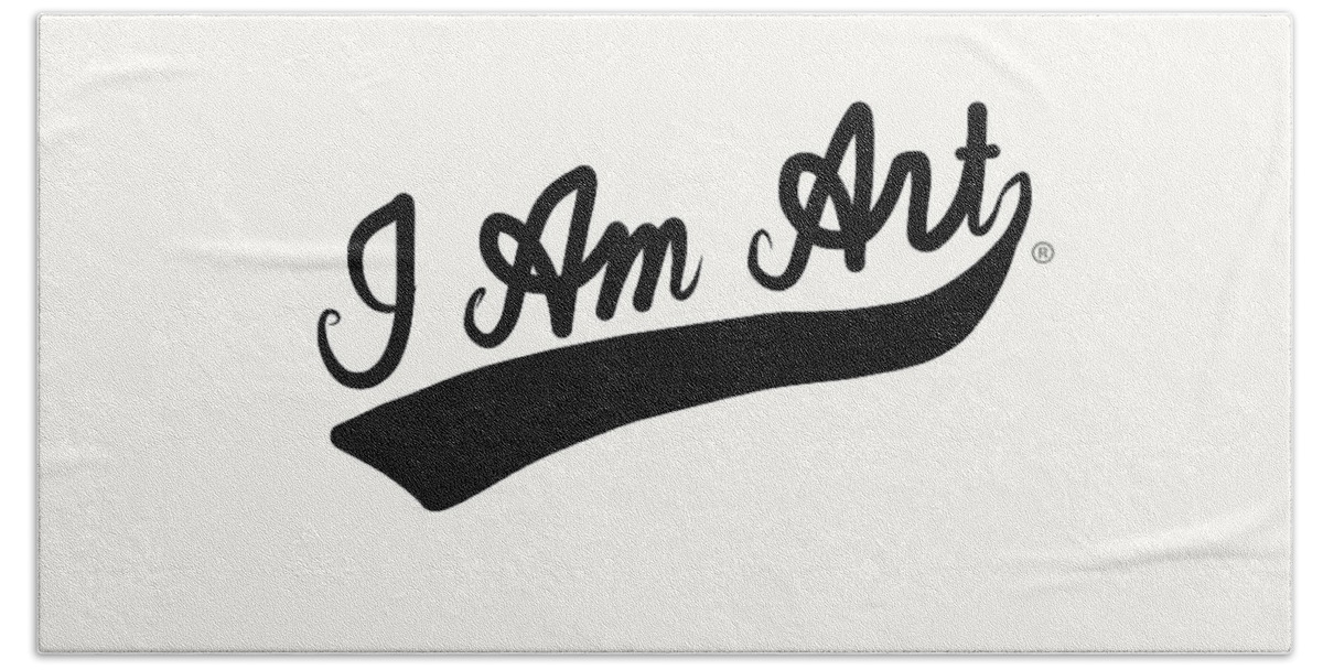 I Am Art Beach Towel featuring the mixed media I AM ART Swoosh black- Art by Linda Woods by Linda Woods