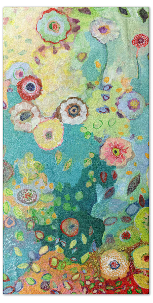 Floral Beach Towel featuring the painting I Am by Jennifer Lommers