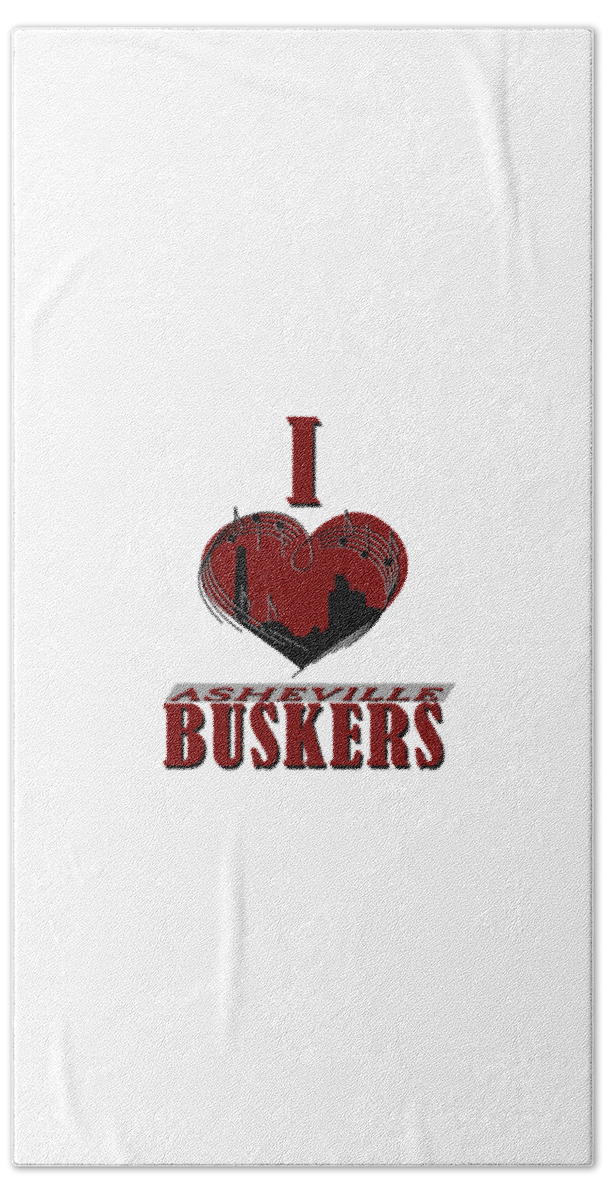 Buskers Beach Towel featuring the digital art I Heart Asheville Buskers by John Haldane