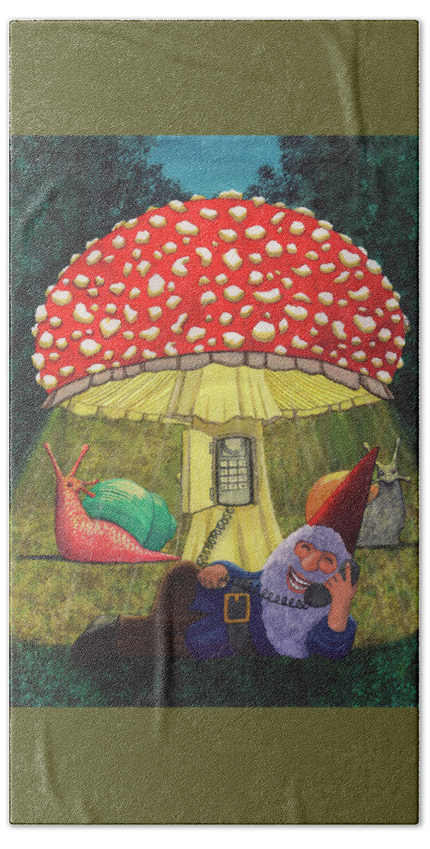 Gnome Beach Sheet featuring the painting I just called to say.. by Catherine G McElroy