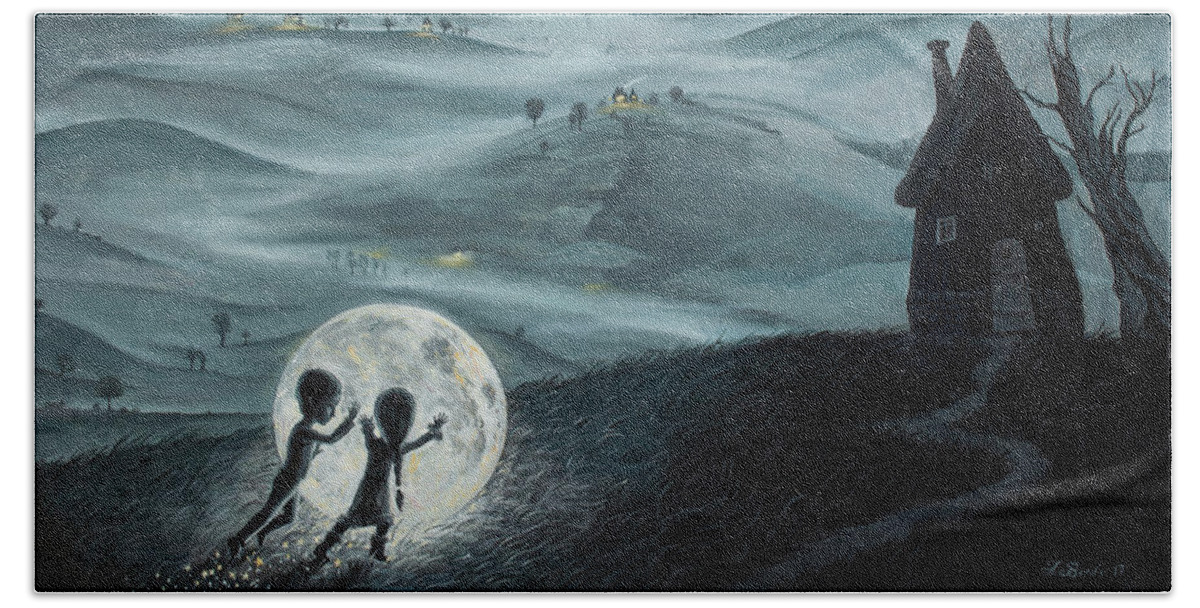 Kids Beach Towel featuring the painting I Love Dreaming into That Dying Light by Adrian Borda