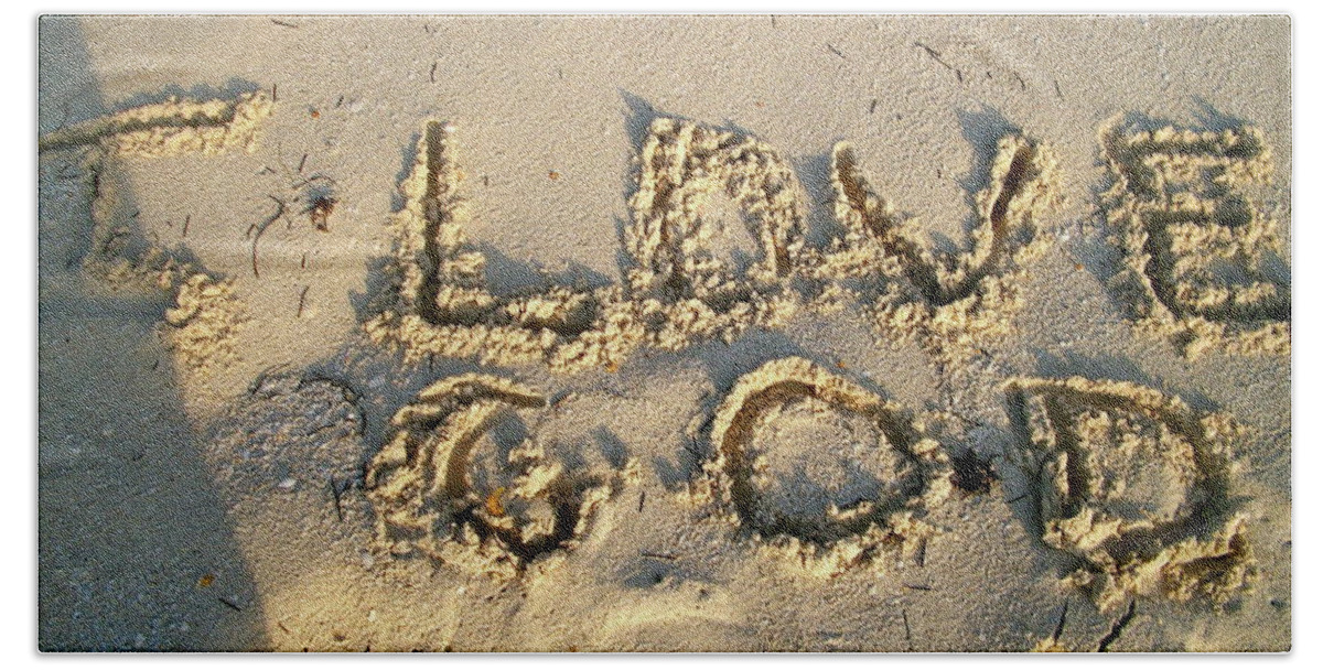 I Beach Sheet featuring the photograph I Love God by Michelle Gilmore