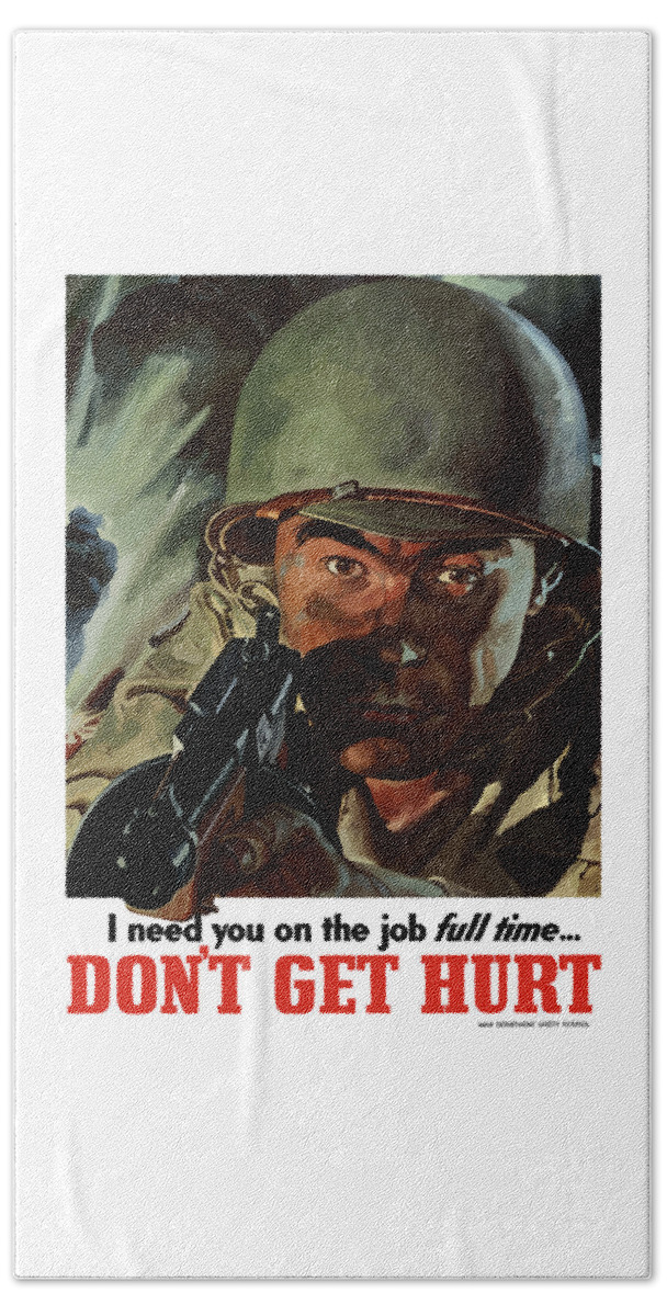 World War Ii Beach Towel featuring the painting I Need You On The Job Full Time by War Is Hell Store