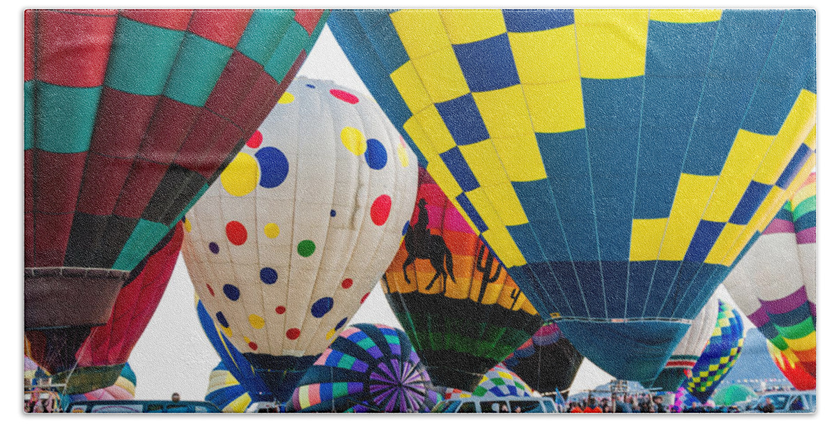 Hot Air Balloons Wall Art Colorful Beach Towel featuring the photograph I see spots by Charles McCleanon
