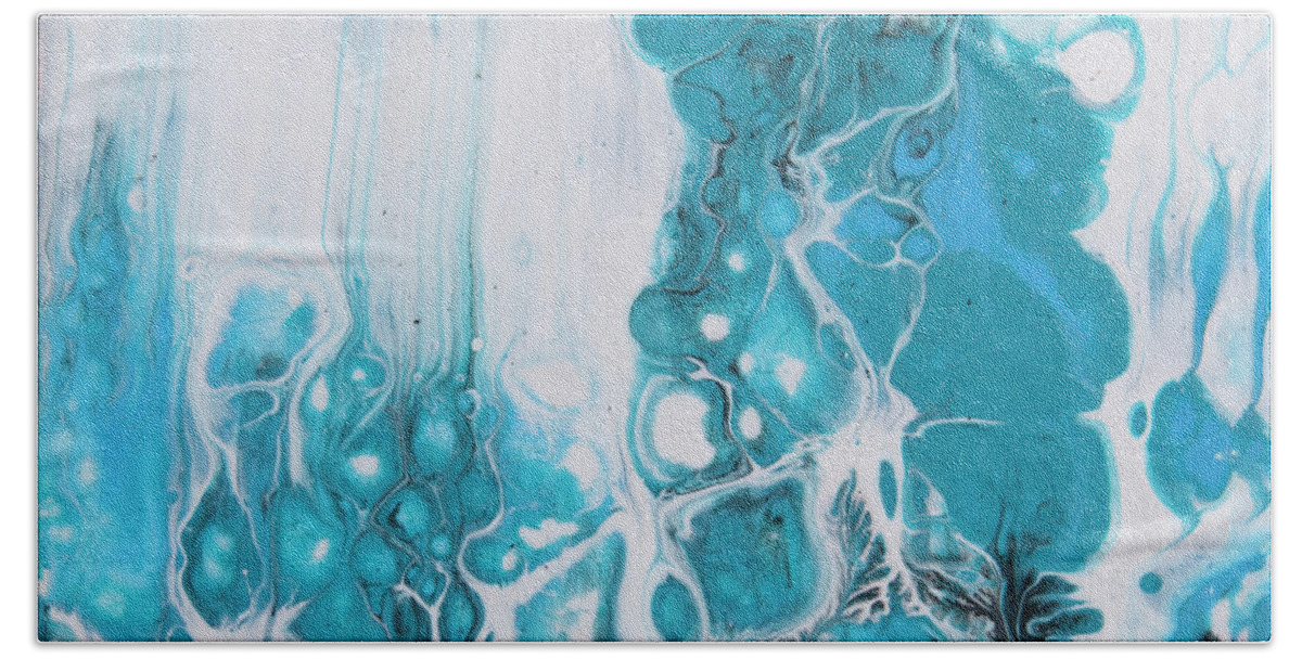 Fluid Art Beach Towel featuring the painting Ice Castles II by Judy Huck