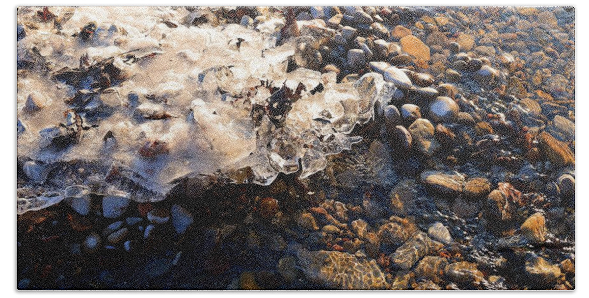 Abstract Beach Towel featuring the digital art Ice In The Stream Two by Lyle Crump