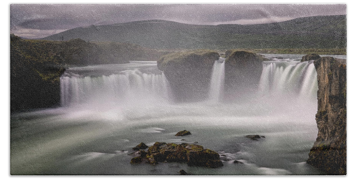 Iceland Beach Towel featuring the photograph Iceland Waterfall by Tom Singleton