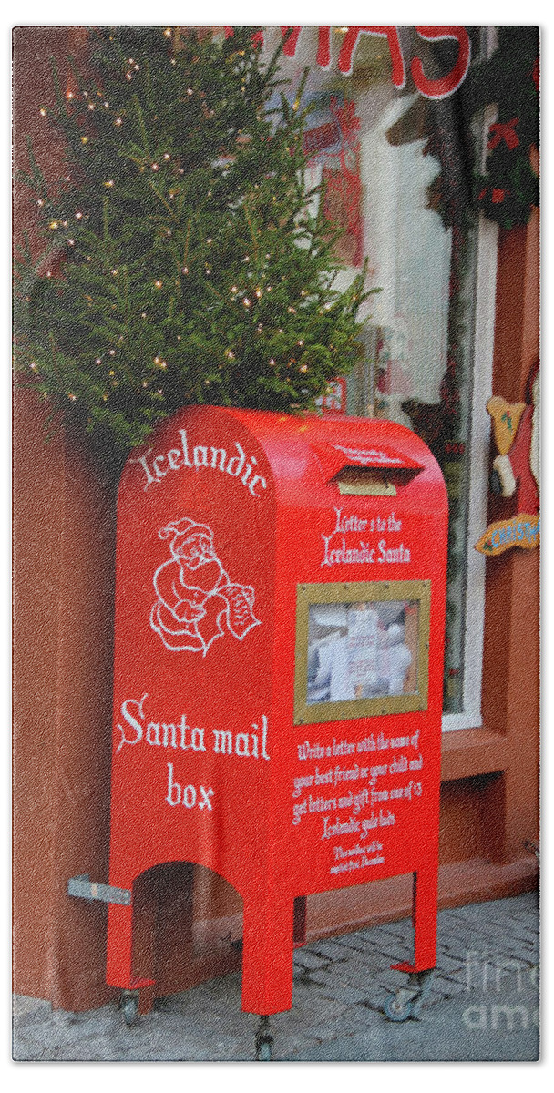 Iceland Mailbox Beach Towel featuring the photograph Icelandic Santa Mail Box 7340 by Jack Schultz
