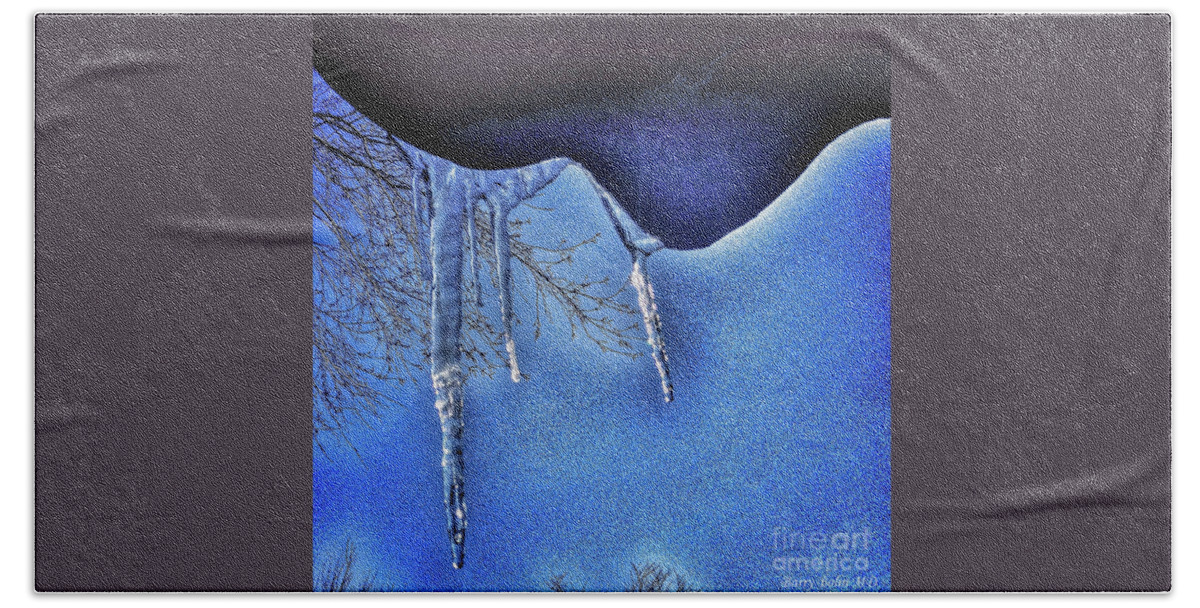 Ice Beach Towel featuring the photograph Icicles by Barry Bohn