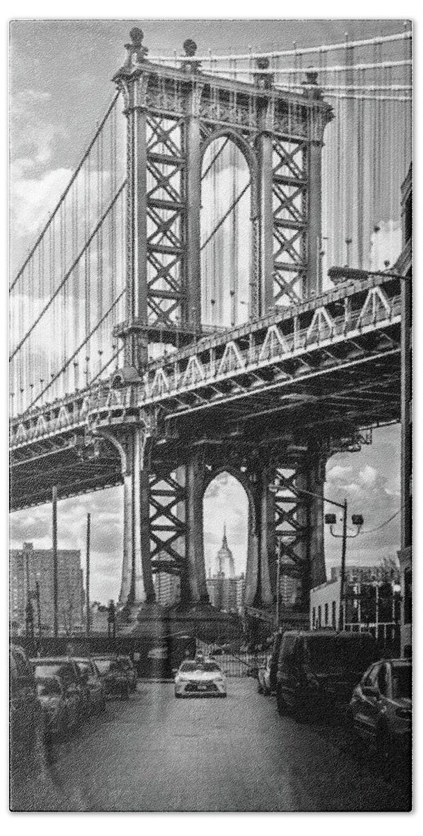 New York City Beach Sheet featuring the photograph Iconic Manhattan BW by Az Jackson