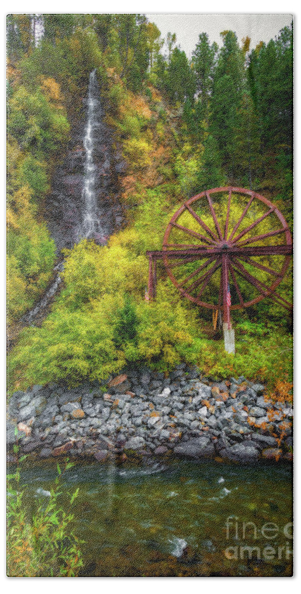Jon Burch Beach Towel featuring the photograph Idaho Springs Water Wheel by Jon Burch Photography