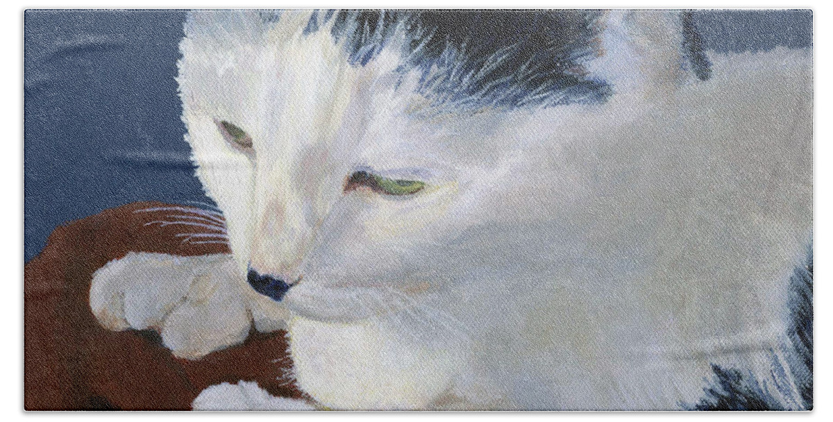 Cat Beach Sheet featuring the painting Iggy by Lynne Reichhart