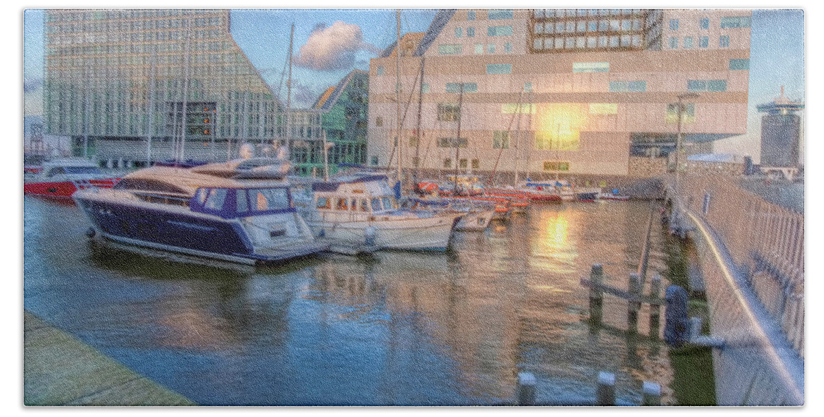 Ij Dock Beach Towel featuring the photograph Ij Dock, Amsterdam by Nadia Sanowar