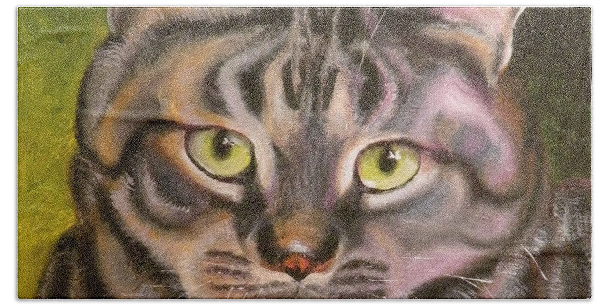 Cat Beach Towel featuring the painting Im Your Man Tabby by Susan A Becker