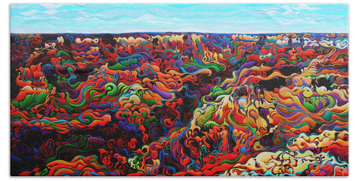 Grand Canyon Beach Sheet featuring the painting Imperturbable WooHooglia Expanse by Amy Ferrari