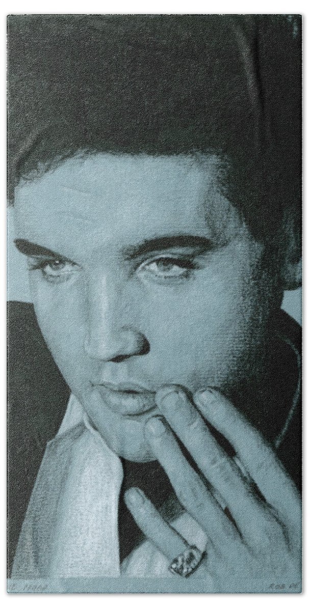 Elvis Beach Sheet featuring the drawing In a pensive mood by Rob De Vries