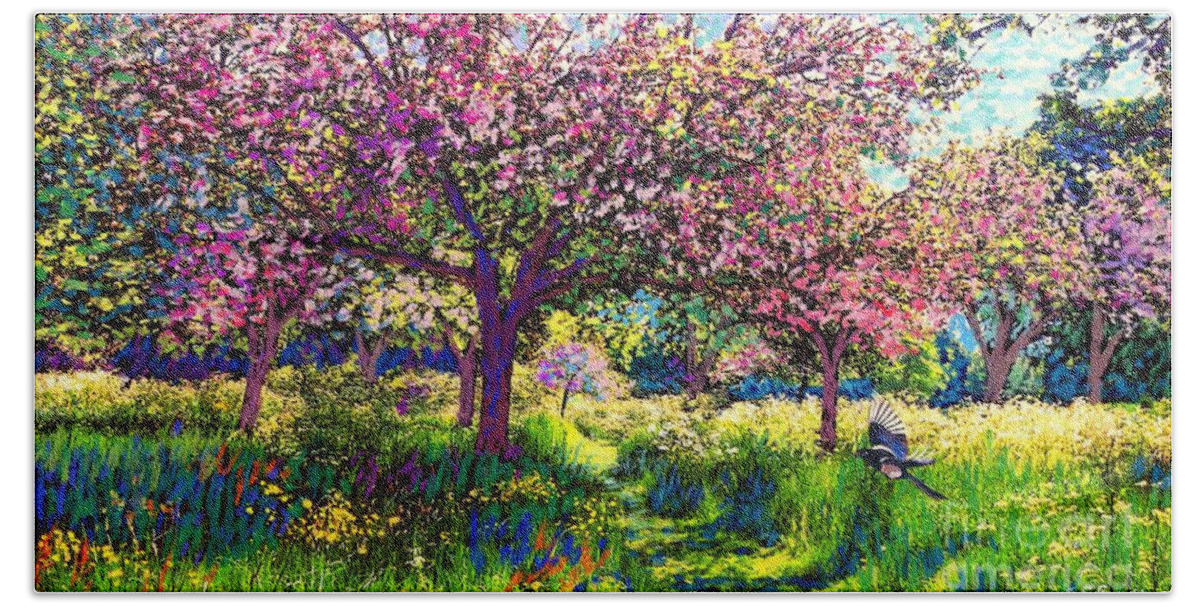 Floral Beach Towel featuring the painting In Love with Spring, Blossom Trees by Jane Small