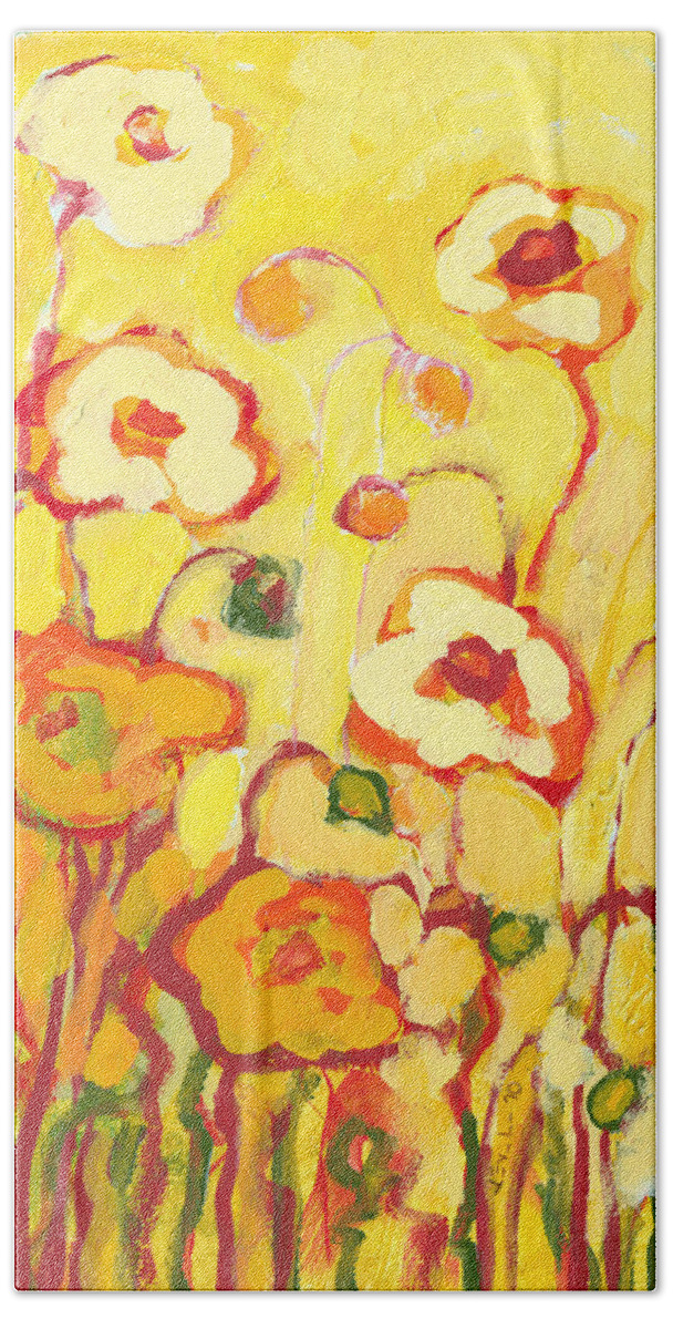 Floral Beach Towel featuring the painting In the Summer Sun by Jennifer Lommers