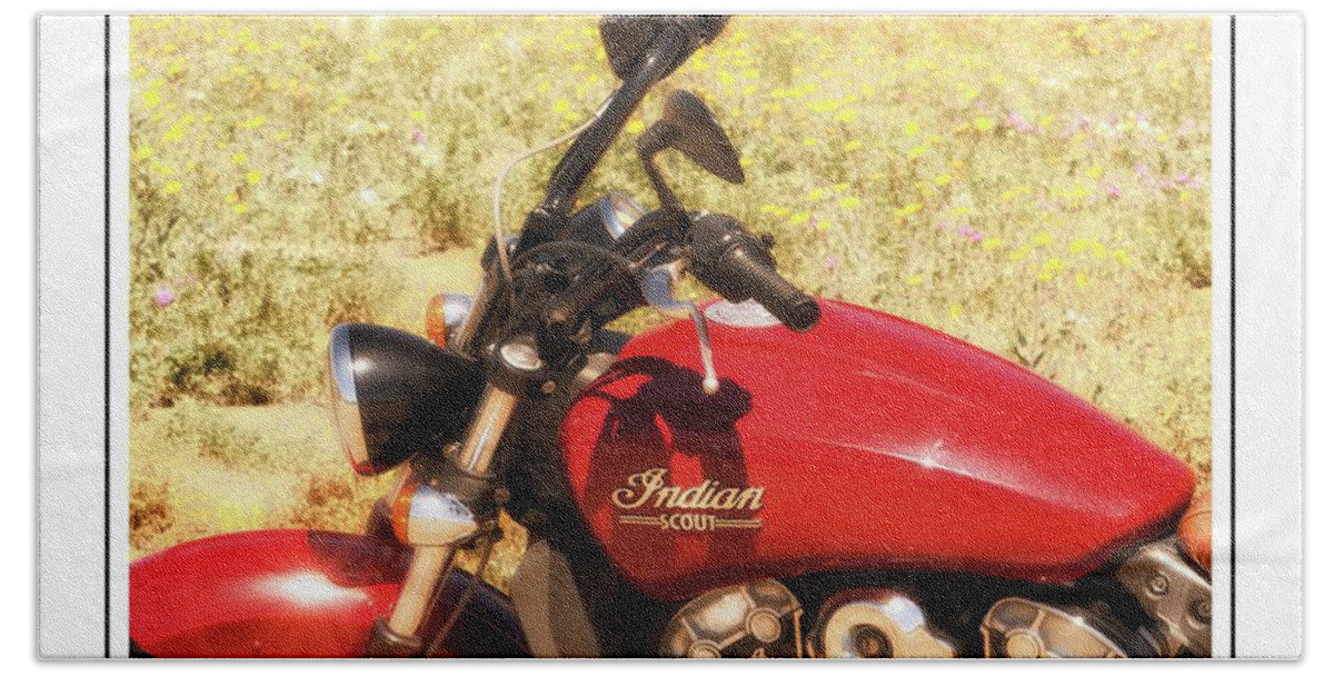 Indian Scout Beach Towel featuring the photograph Indian Scot Motor Cycle by Michael Hope