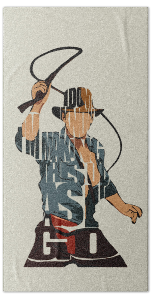 Indiana Jones Beach Towel featuring the painting Indiana Jones - Harrison Ford by Inspirowl Design