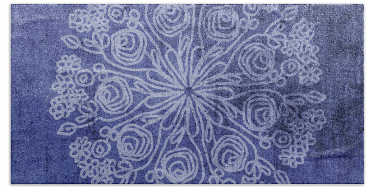 Indigo Beach Towel featuring the mixed media Indigo Mandala 2- Art by Linda Woods by Linda Woods